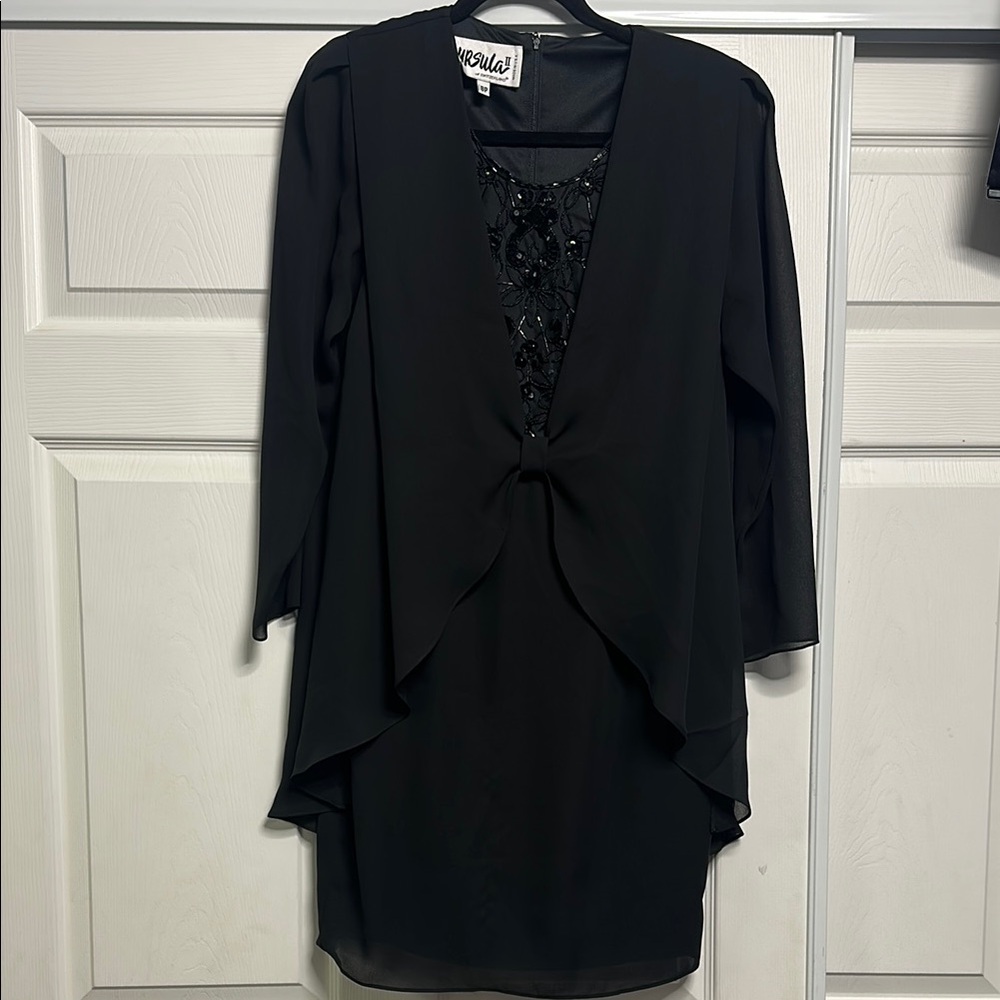 Black Layered Dress with Beaded Detail